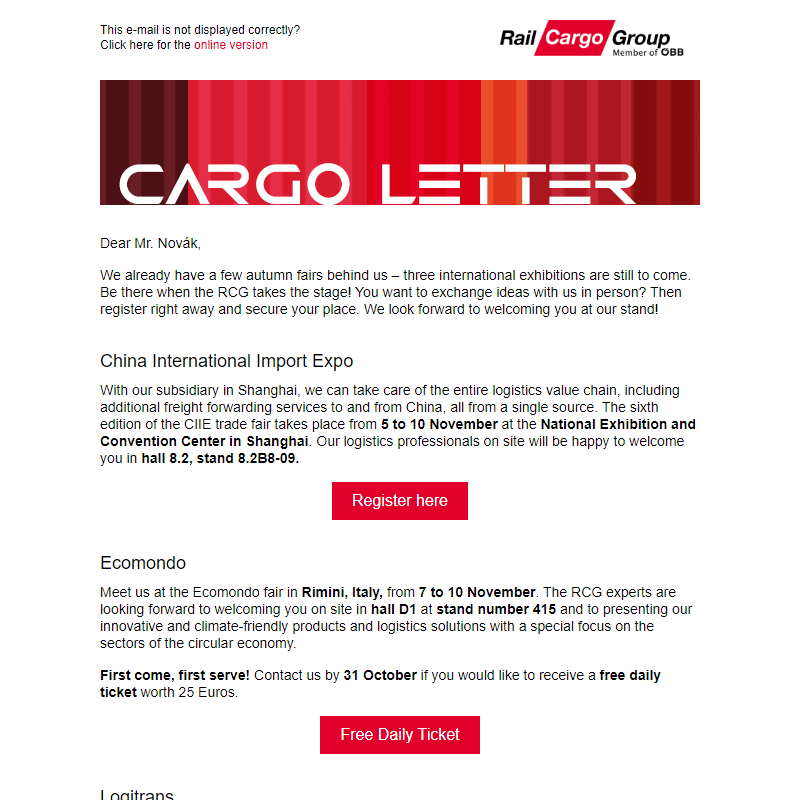 Cargo Letter | This is where you can meet the RCG in autumn