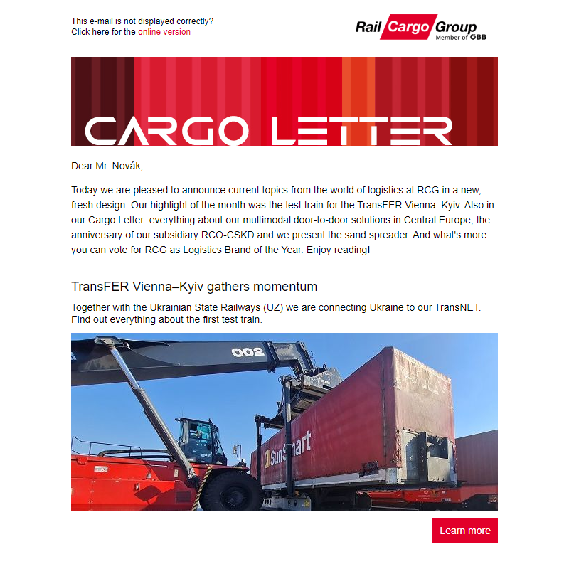 Cargo Letter | New design and exciting logistics topics from RCG