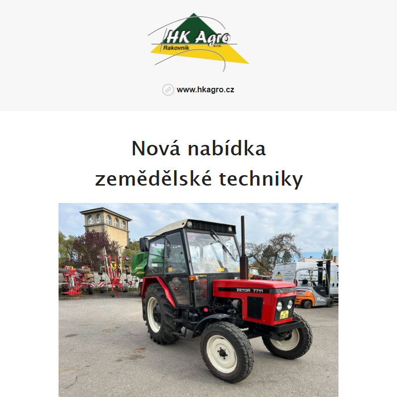 Nová nabídka zemědělské techniky a náhradních dílů.