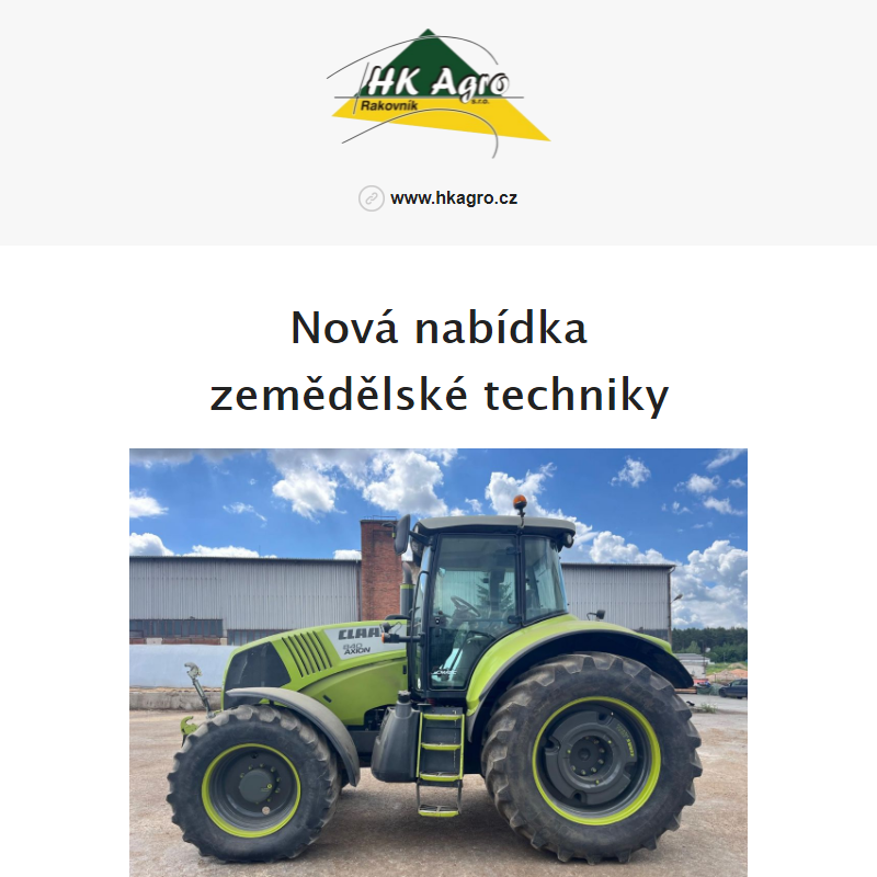 Nová nabídka zemědělské techniky a náhradních dílů.