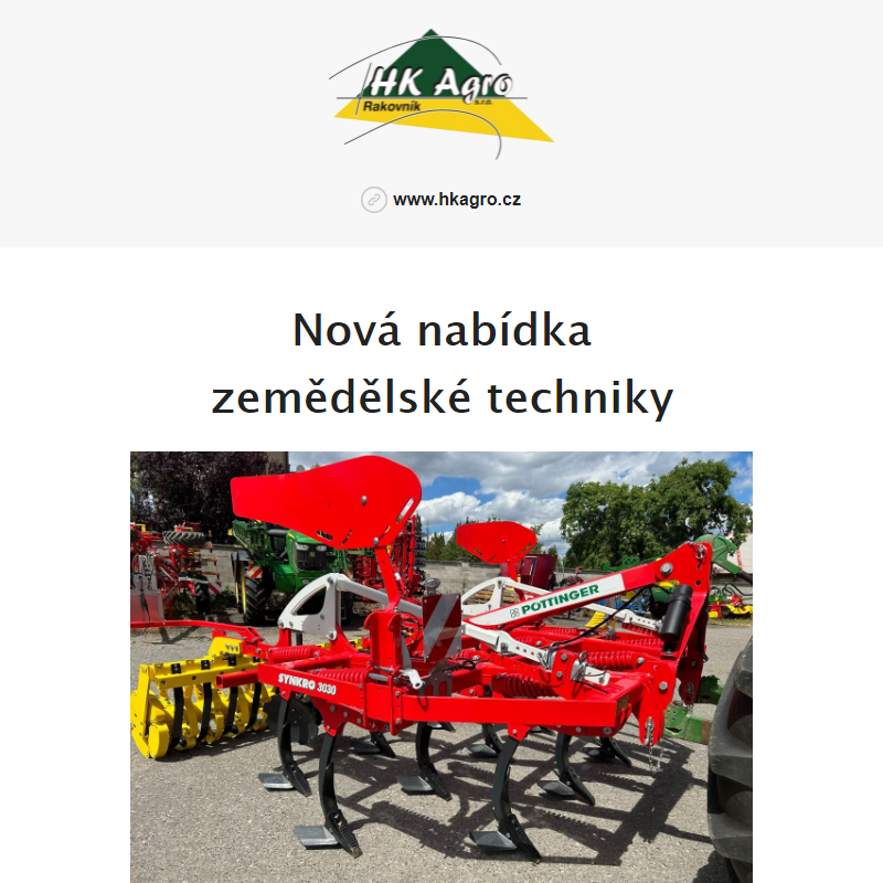 Nová nabídka zemědělské techniky a náhradních dílů.