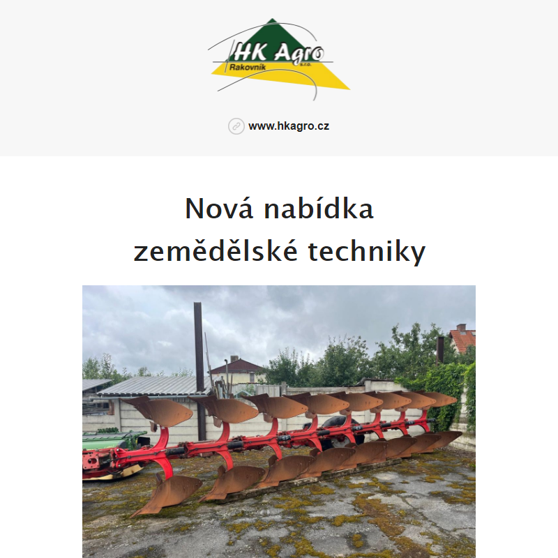 Nová nabídka zemědělské techniky a náhradních dílů.