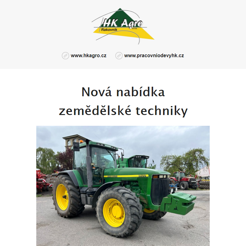 Nová nabídka zemědělské techniky a náhradních dílů.