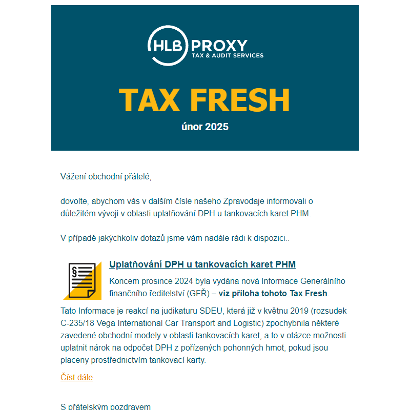 Tax Fresh únor / 2025