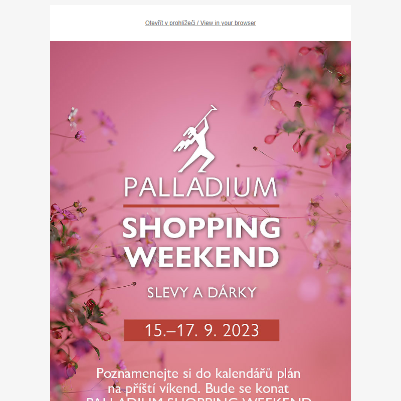 Připravte se na PALLADIUM SHOPPING WEEKEND (15.–17. 9. 2023)
