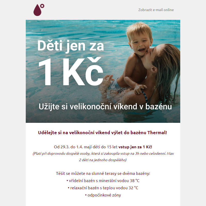 _ Velikonoční bazén s termální vodou pro děti za 1 Kč _