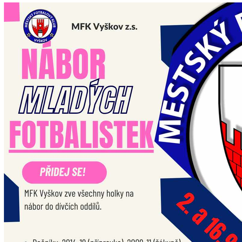 Nábor do ženského fotbalu ve Vyškově