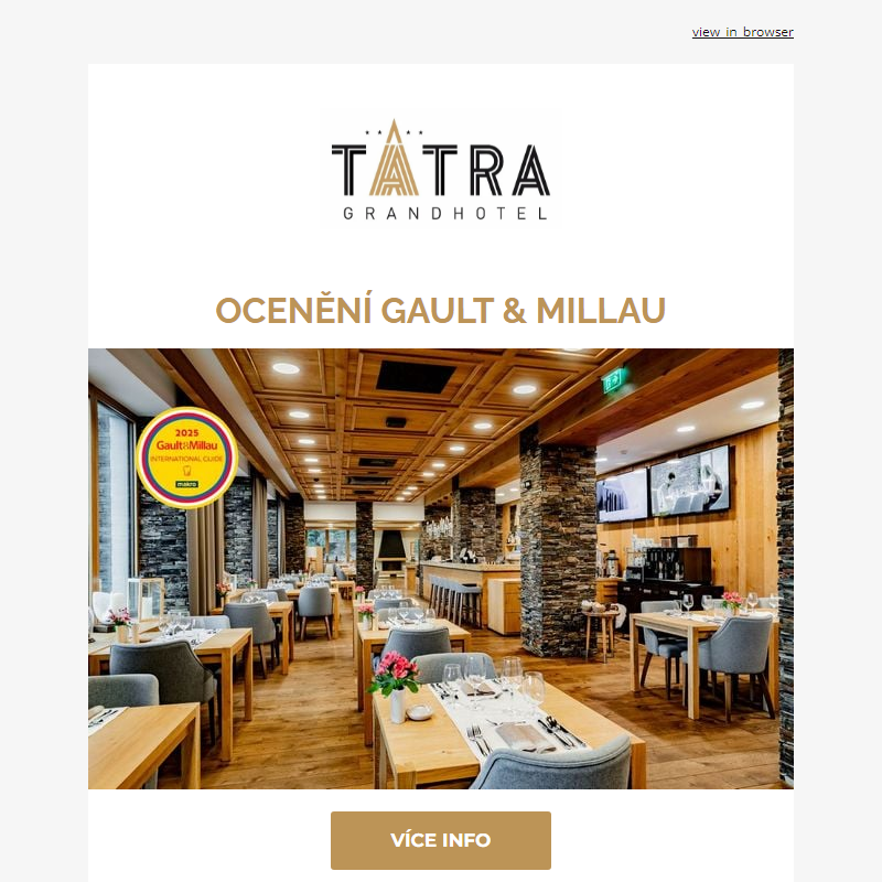 Restaurace Grandhotelu Tatra s čepicí Gault & Millau