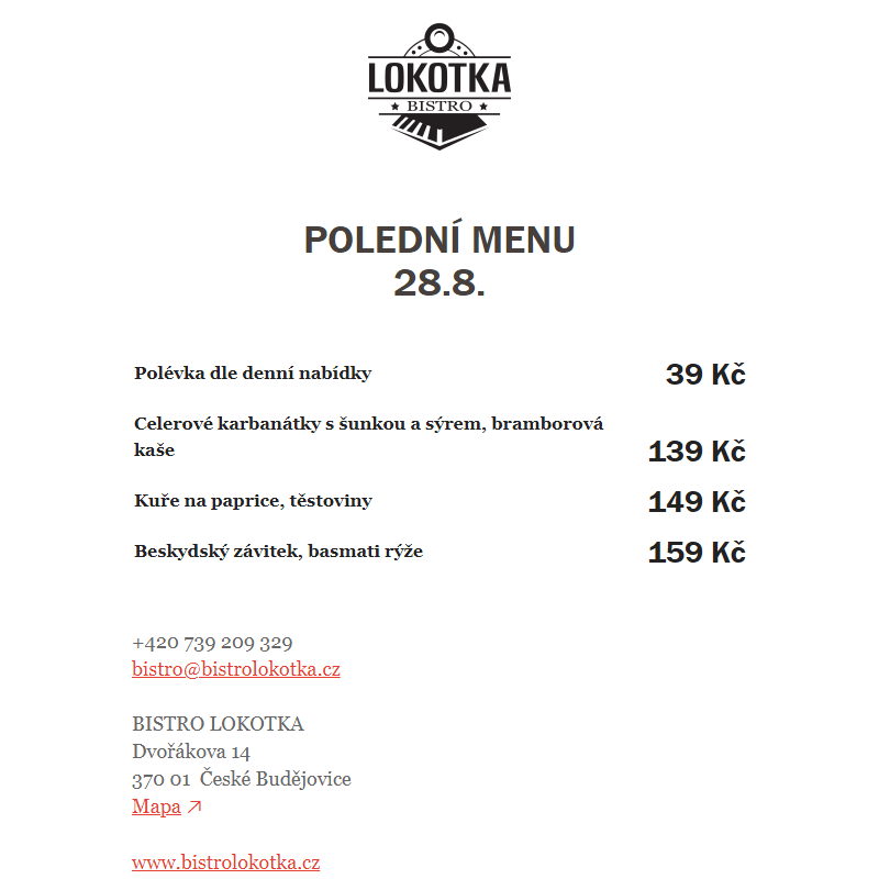 Polední nabídka Bistro Lokotka