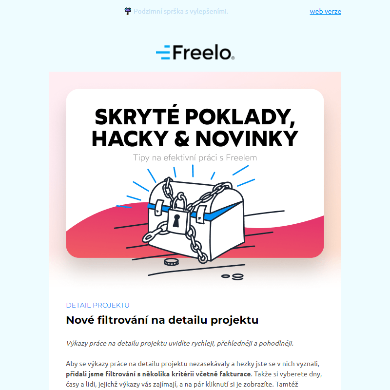 Nové filtry na detailu projektu, facelift sekce uživatelů a 3 tipy na checklisty