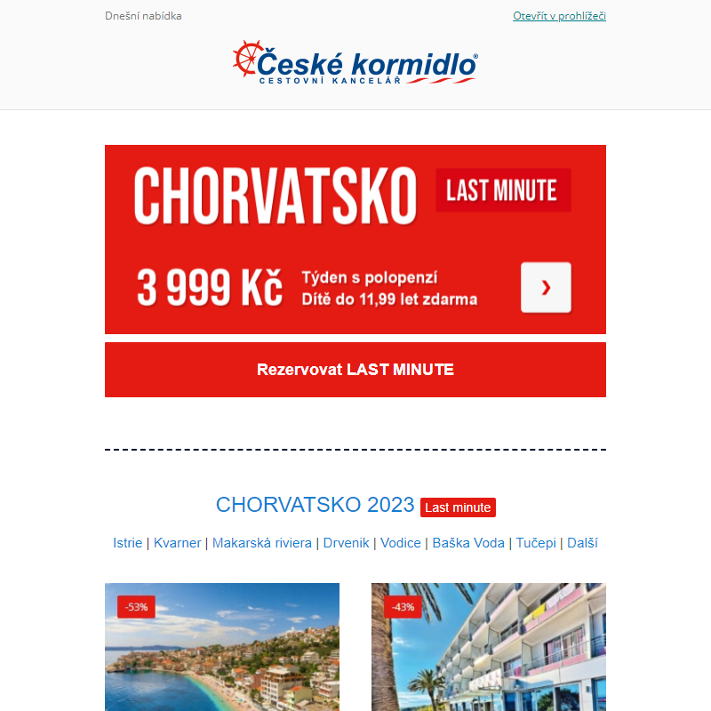 _ Právě zlevněno – last minute Chorvatsko