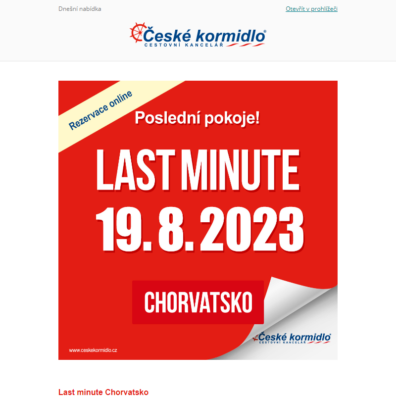 _ Právě zlevněno – last minute Chorvatsko