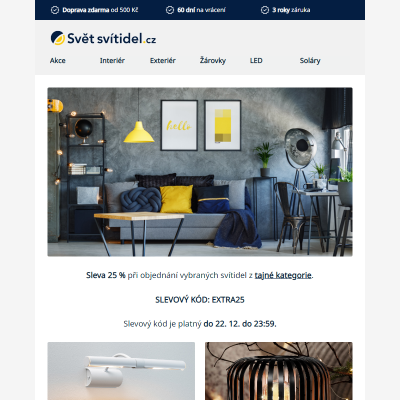 Využijte vánoční slevový kód na nákup svítidel. Platí do půlnoci!