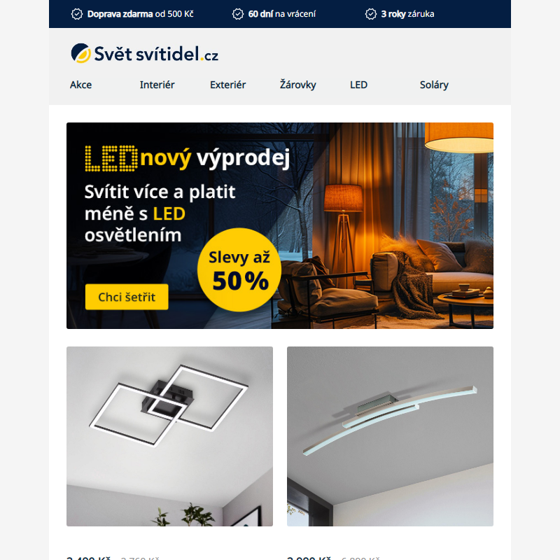 LEDnový výprodej přináší slevy až 50 % na LED osvětlení! Vyberete si?