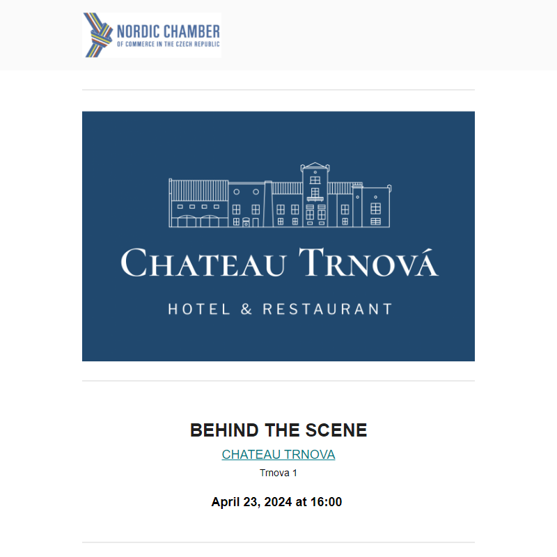 Last call: BEHIND THE SCENE: visit Chateau Trnová