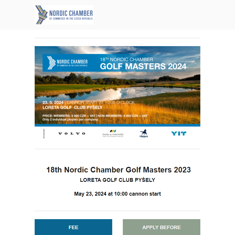 Invitation: 18th Nordic Chamber Golf Masters 2024