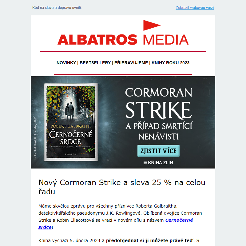 Nový Cormoran Strike • U nás -25 % a s dopravou zdarma