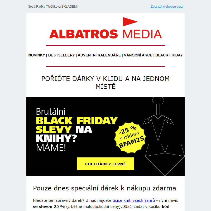 Dnes kniha ZDARMA pro každého • DÁRKY s 25% slevou