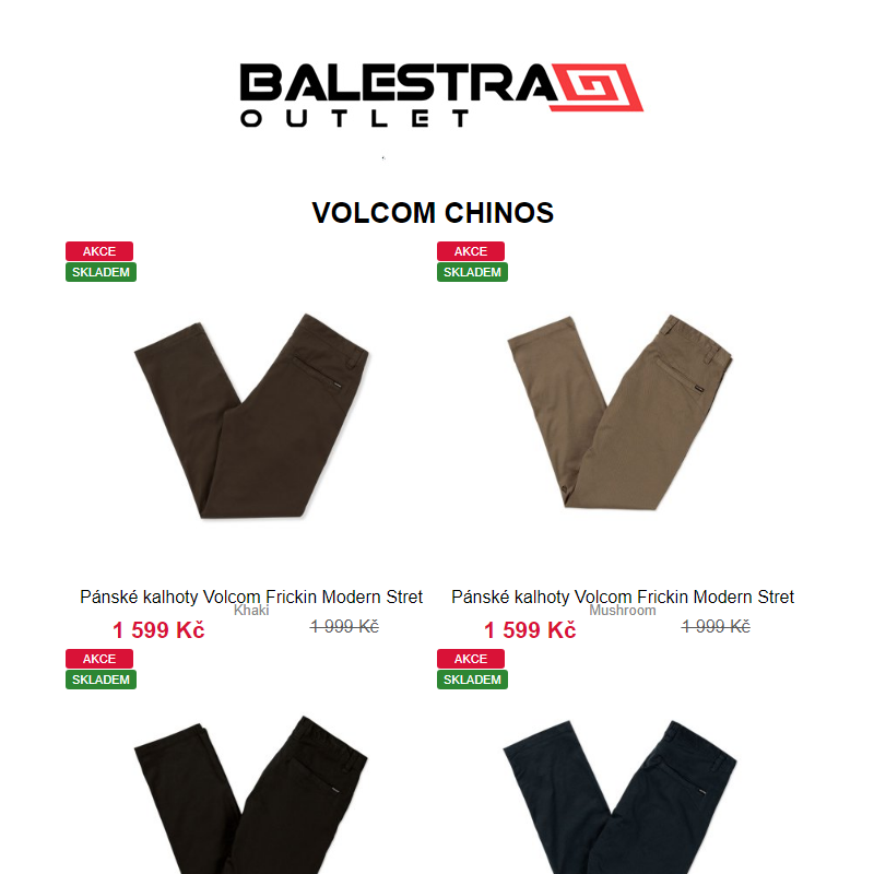 !! VOLCOM CHINOS KALHOTY  S AKČNÍ SLEVOU  !!