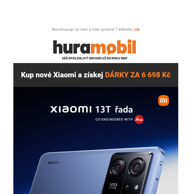 Nové Xiaomi 13T s tabletem a fitness náramkem ZDARMA _