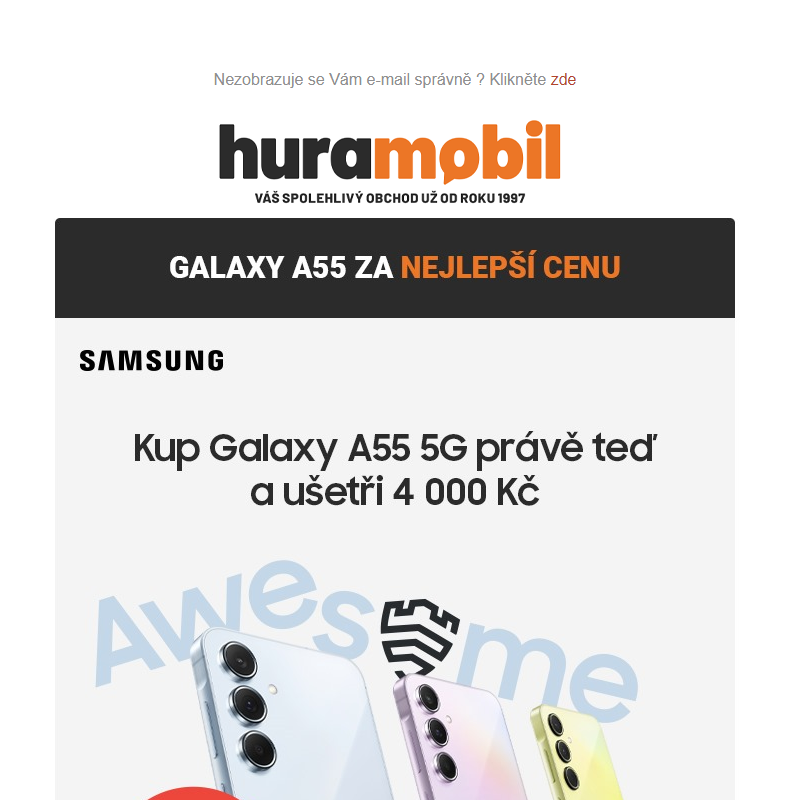 Poslední šance! Galaxy A55 5G se slevou 4 000 Kč jen do 30.9.   