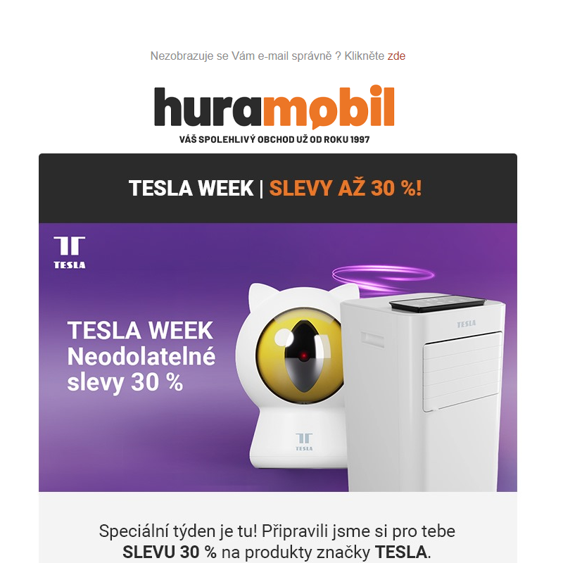 Jedinečný TESLA WEEK je tu! | Slevy 30 %! __