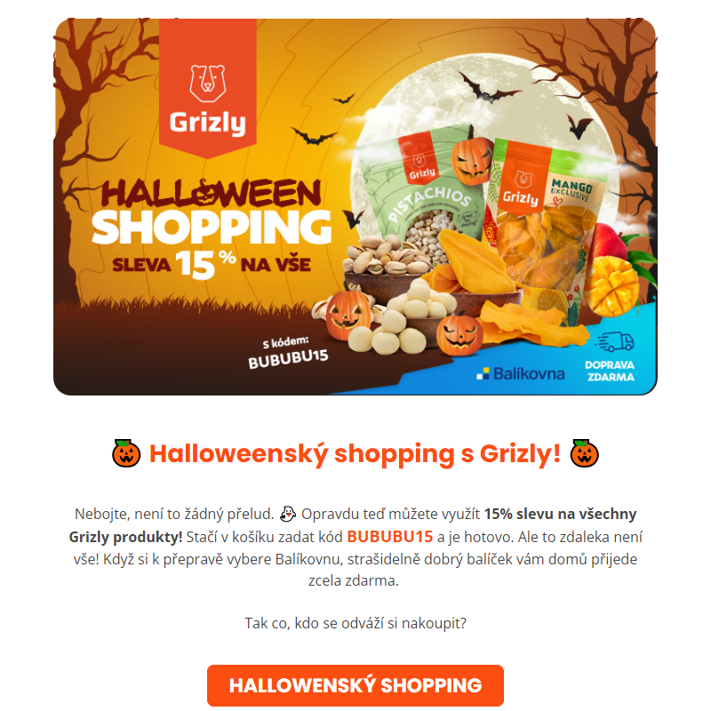 Zásobte se s 15% slevou na Halloween! _