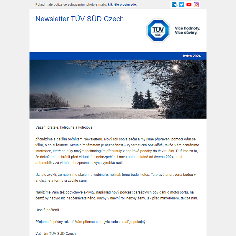 Newsletter TÜV SÜD Czech 1/2024