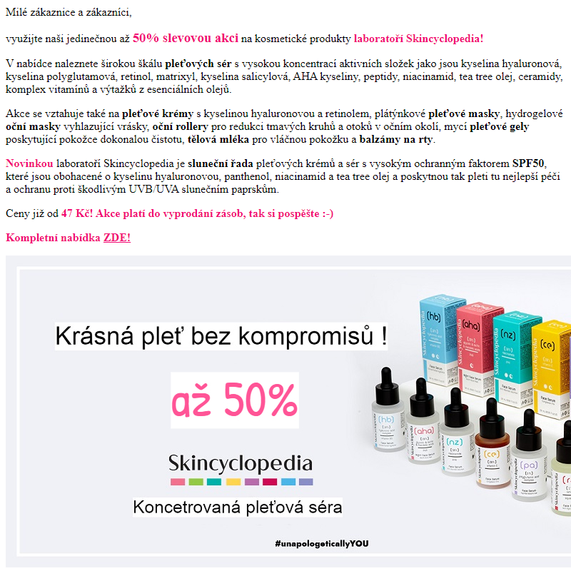 Až 50% sleva na kosmetiku laboratoří Skincyclopedia