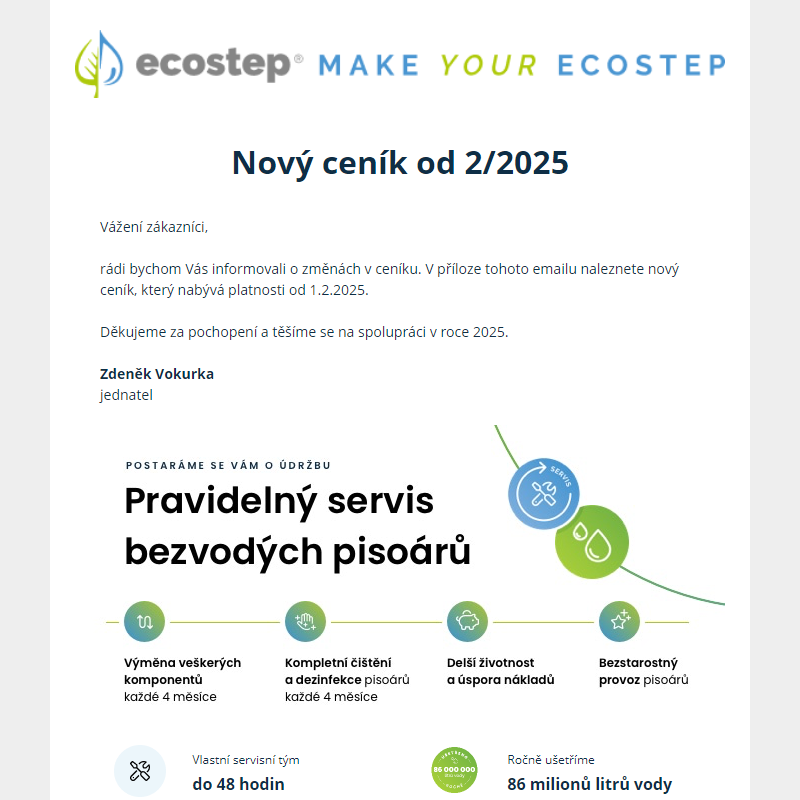 EcoStep - Nový ceník od 2/2025