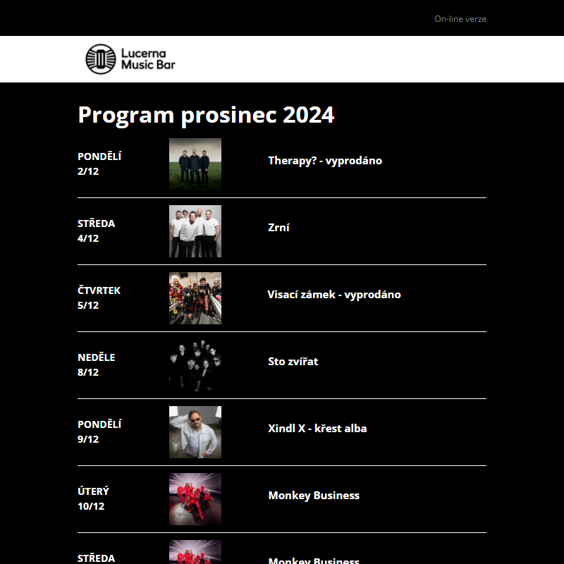 _ Program Lucerna Music Bar PROSINEC 2024