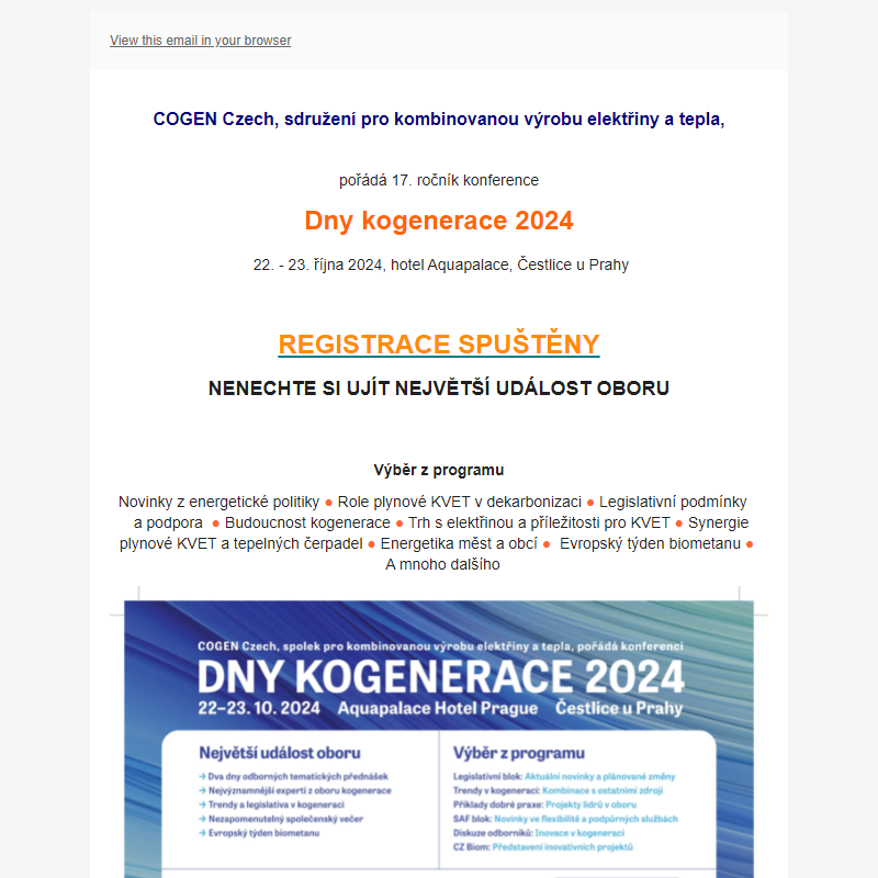 Dny kogenerace 2024: Registrace účastníků spuštěny