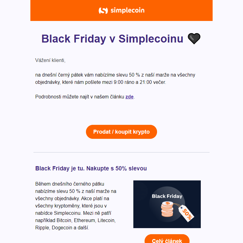 50% sleva na objednávky během dnešního Black Friday _