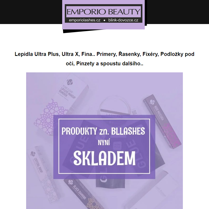 Produkty BLLASHES SKLADEM na www.emporiolashes.cz
