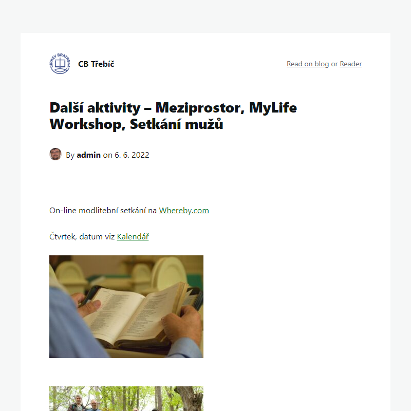 Další aktivity – Meziprostor, MyLife Workshop, Setkání mužů