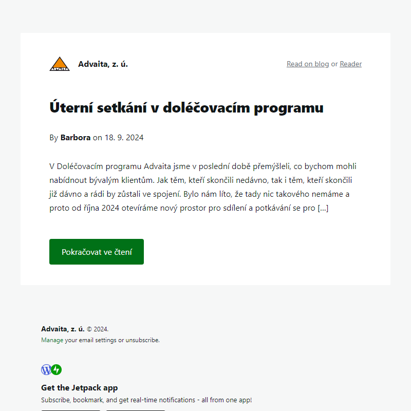 Úterní setkání v doléčovacím programu