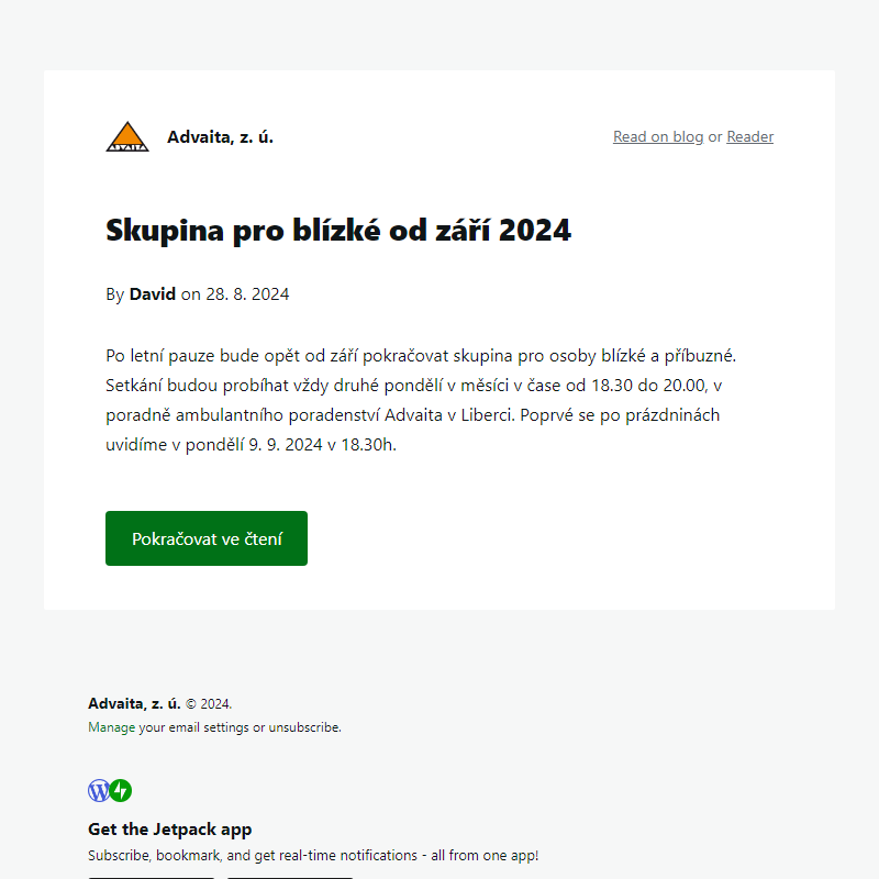 Skupina pro blízké od září 2024