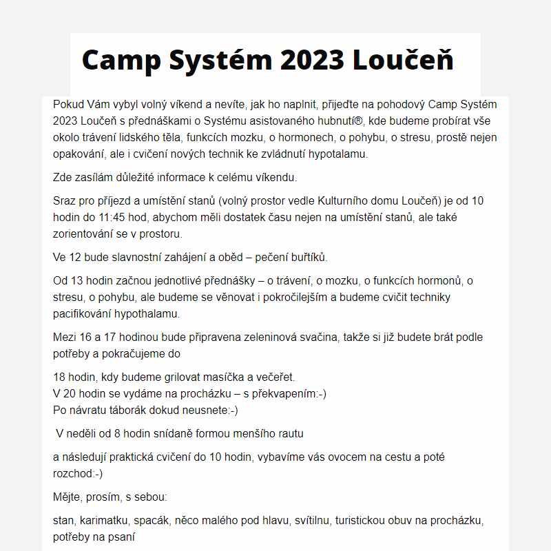 Camp Systém 2023 Loučeň
