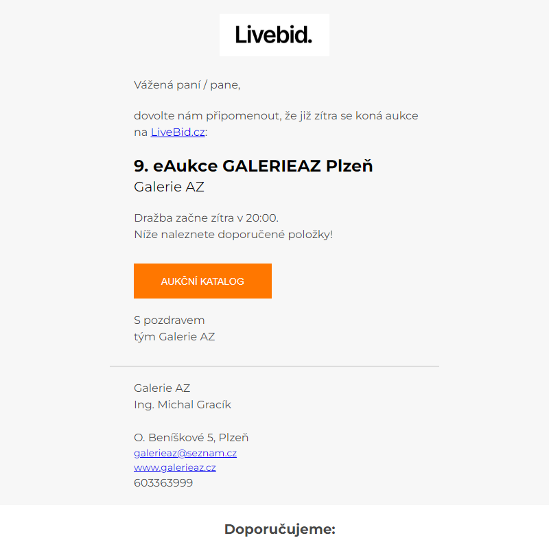 Aukce již zítra | Galerie AZ