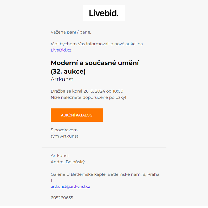 Nová aukce online | Artkunst