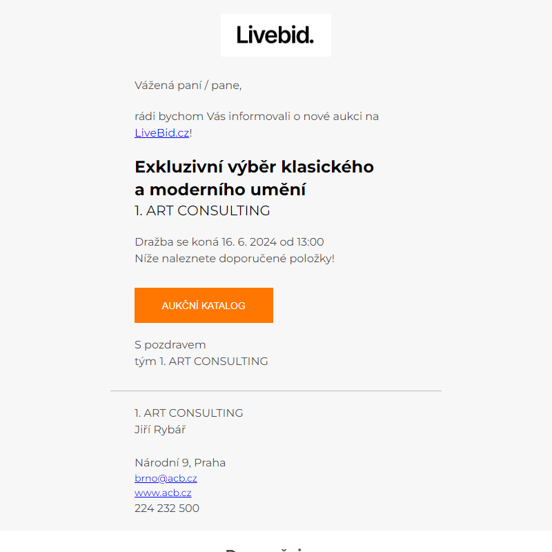 Aukce již zítra | 1. ART CONSULTING