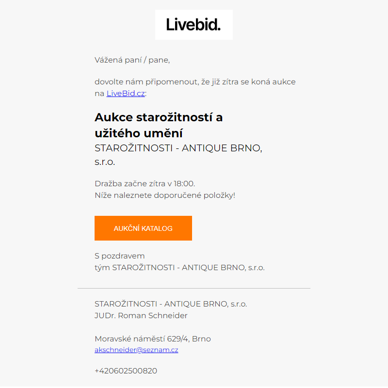 Aukce již zítra | STAROŽITNOSTI - ANTIQUE BRNO