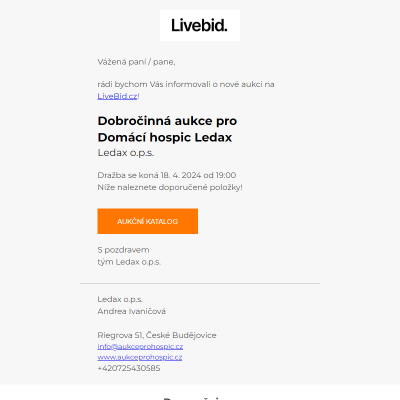Nová aukce online | Ledax