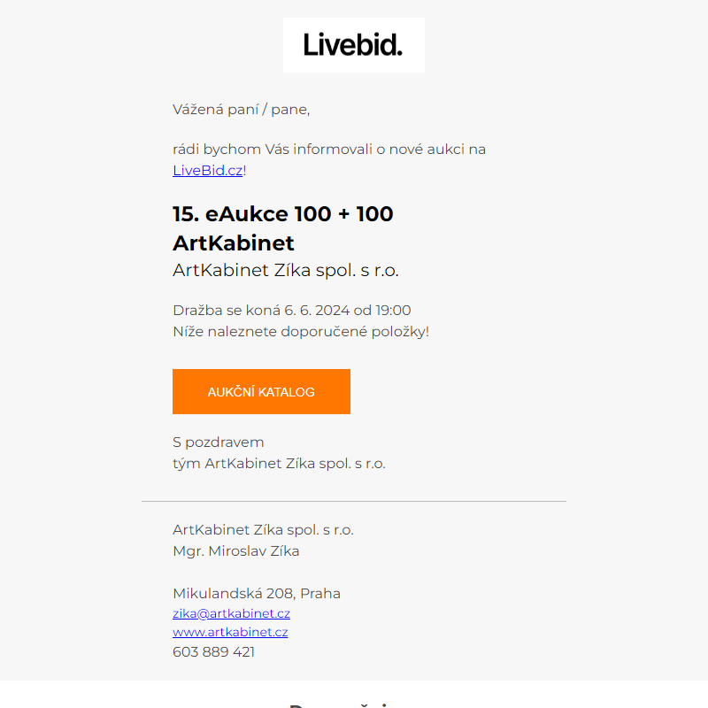 Nová aukce online | ArtKabinet Zíka