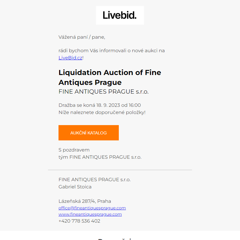 Nová aukce online | FINE ANTIQUES PRAGUE