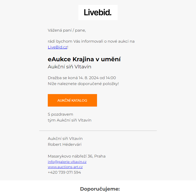 Nová aukce online | Aukční síň Vltavín