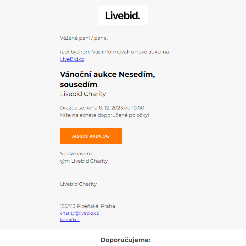 Nová aukce online | Livebid Charity