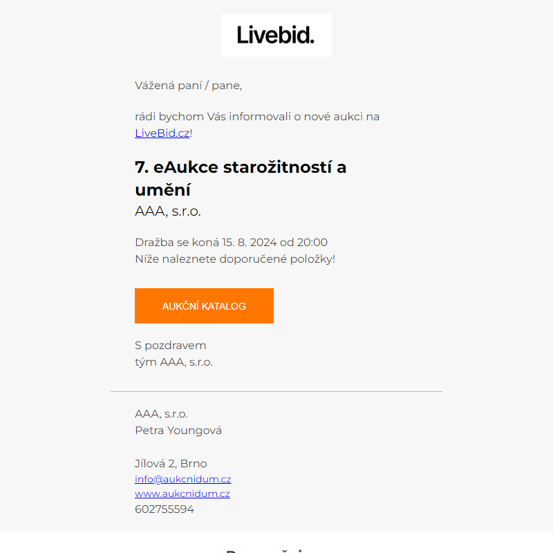 Nová aukce online | AAA