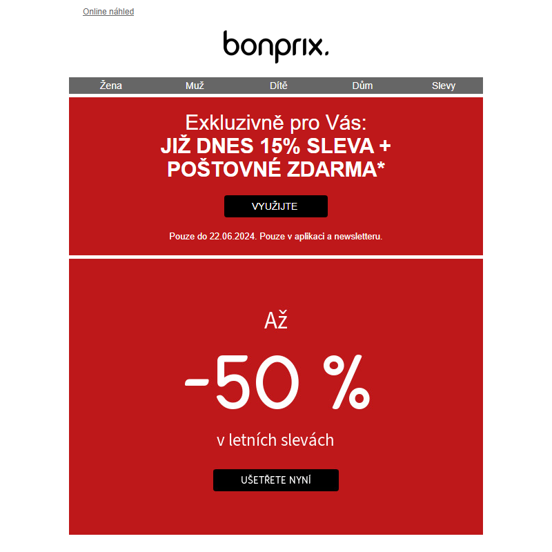 Exkluzivně pro Vás: 15% SLEVA + POŠTOVNÉ ZDARMA*