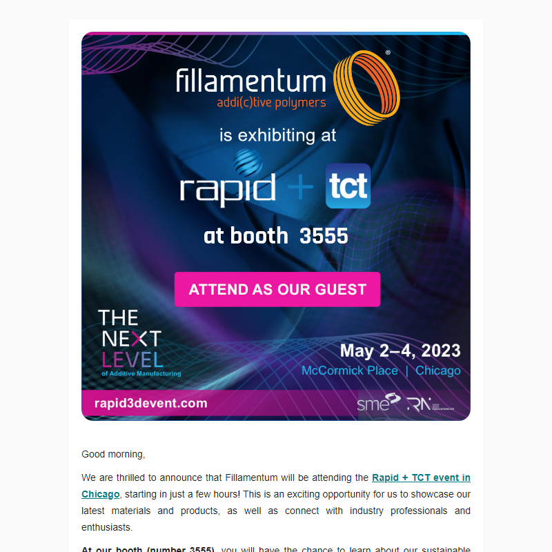 _Join Fillamentum at Rapid + TCT event in Chicago and learn about our new sustainable and industrial materials!